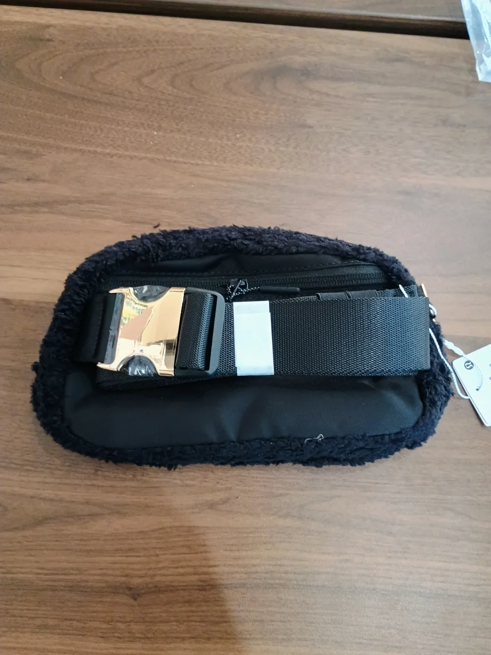 lululemon Black Everywhere Fleece Belt Bag with Gold Hardware